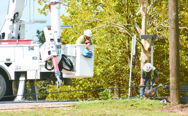 Lineman from several different states made the trip to Louisiana and Fort Polk and worked to restore power in Hurricane Laura’s wake, replacing damaged or broken poles and repairing lines.