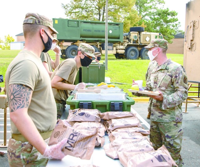 Culinary specialists with the 3rd Brigade Combat Team, 10th Mountain Division, feed fellow Soldiers and their Families following the devastation left by Hurricane Laura, which roared through the Joint Readiness Training Center and Fort Polk during...