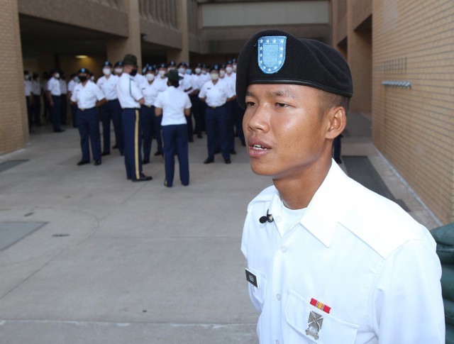 Pvt. Saw Nay Kleh, a basic combat training Soldier with E Battery, 1st Battalion, 31st Field Artillery, speaks about his experiences growing up and later fleeing with his family from Myanmar, his home country. Kleh experienced times of deep...