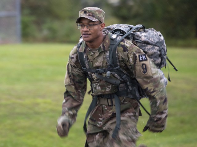 Spc. Stanley Thompson, a U.S. Army Reserve indirect fire infantryman representing the 108th Training Command (Initial Entry Training), participates in the unknown distance foot march during the 2020 U.S. Army Reserve Best Warrior Competition at Fort McCoy, Wisconsin, Sept. 9. More than 40 Soldiers from across the nation traveled to compete in this year’s Best Warrior, hosted from Sept. 4-10, 2020. The 2020 BWC is an annual competition that brings in the best Soldiers across the U.S. Army Reserve to earn the title of “Best Warrior” among their peers. Competitors are evaluated on their individual ability to adapt and overcome challenging scenarios and battle-focused events, which test their technical and tactical abilities under stress and extreme fatigue. (U.S. Army Reserve photo by Pfc. Tierra Sims)