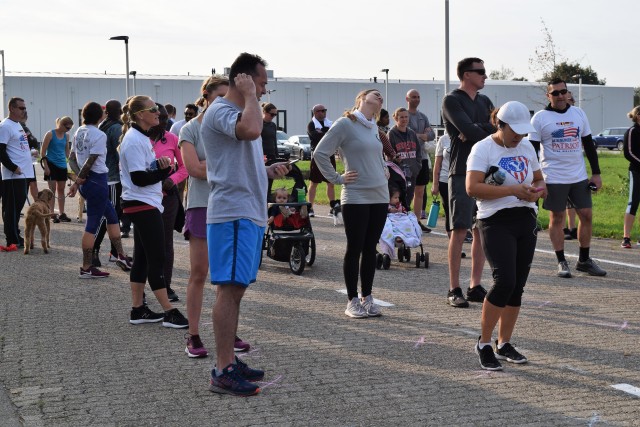BRUNSSUM, Netherlands – Runners prep for the Patriot Run at the Brunssum Site. At three of its locations in two of its host nations, U.S. Army Garrison Benelux observed the 19th anniversary of 9/11 with a “We Remember” event and a run and...