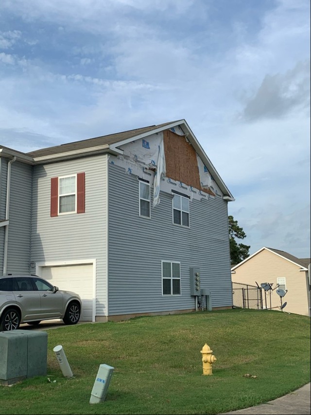 Hurricane Laura’s winds ripped siding and shingles from Fort Polk housing, offices and unit buildings.