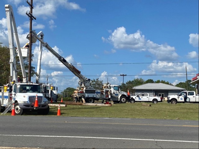 Crews worked round-the-clock to restore power and communications to the installation and surrounding area.