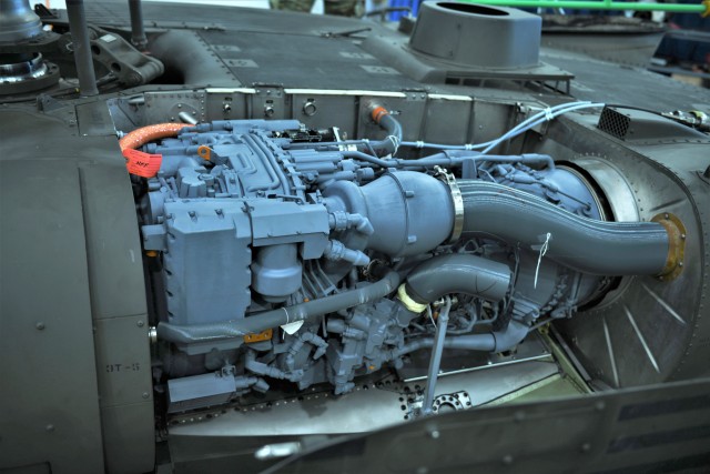 A 3D printed model of the GE T901 engine is seen installed in H-60M Black Hawk during a Fit Check Event at Sikorsky’s West Palm Beach, FL facility. (Photo courtesy of Sikorsky Aircraft Corp.)