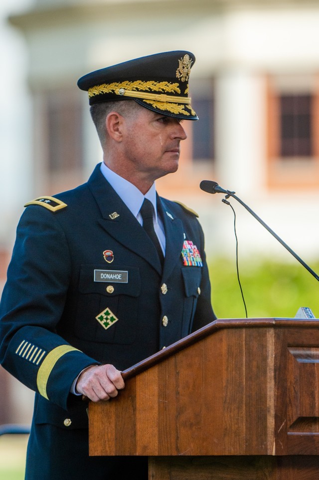 Maj. Gen. Patrick J. Donahoe, commanding general of the U.S. Army Maneuver Center of Excellence and Fort Benning, is the keynote speaker at the Global War on Terrorism Memorial rededication Sept. 12 at the National Infantry Museum. (U.S. Army...
