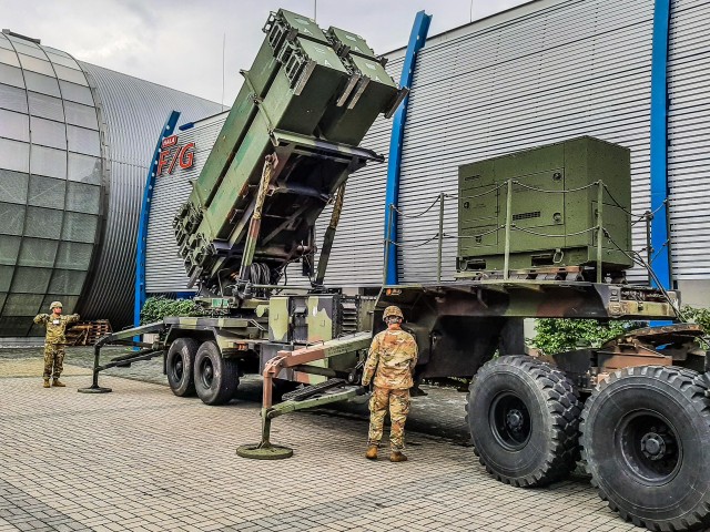 emplacement of the Patriot Launching System at the 28th International Defense Industry Exhibition MSPO 2020 on Sept 7, 2020 in Targi Kielce, Poland.