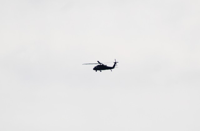 An aircrew with the Wisconsin National Guard's 1st Battalion, 147th Aviation Regiment operate a UH-60 Black Hawk helicopter Aug. 13, 2020, at Fort McCoy, Wis. Members of the unit regularly complete training operations at Fort McCoy and the unit...