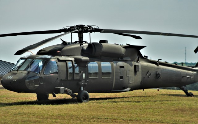 A UH-60 Black Hawk helicopter with the Wisconsin National Guard’s 1st Battalion, 147th Aviation Regiment is shown Aug. 13, 2020, at Fort McCoy, Wis. Members of the unit regularly complete training operations at Fort McCoy and the unit also...