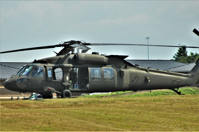 A UH-60 Black Hawk helicopter with the Wisconsin National Guard’s 1st Battalion, 147th Aviation Regiment is shown Aug. 13, 2020, at Fort McCoy, Wis. Members of the unit regularly complete training operations at Fort McCoy and the unit also...