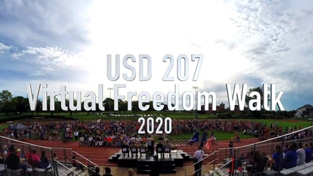 Because of COVID-19 precautions, Unified School District 207 recorded and posted a virtual Freedom Walk in lieu of the in-person event Sept. 11 on the USD 207 website and Facebook page. Screenshot