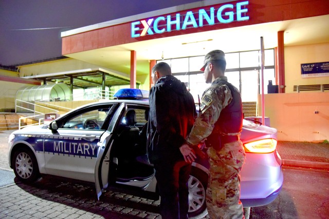 Military members and civilians who shoplift from the Army Air Force Exchange Service are detained by AAFES loss prevention personnel and then handed over to the military police.
(Photo by Mary Davis)