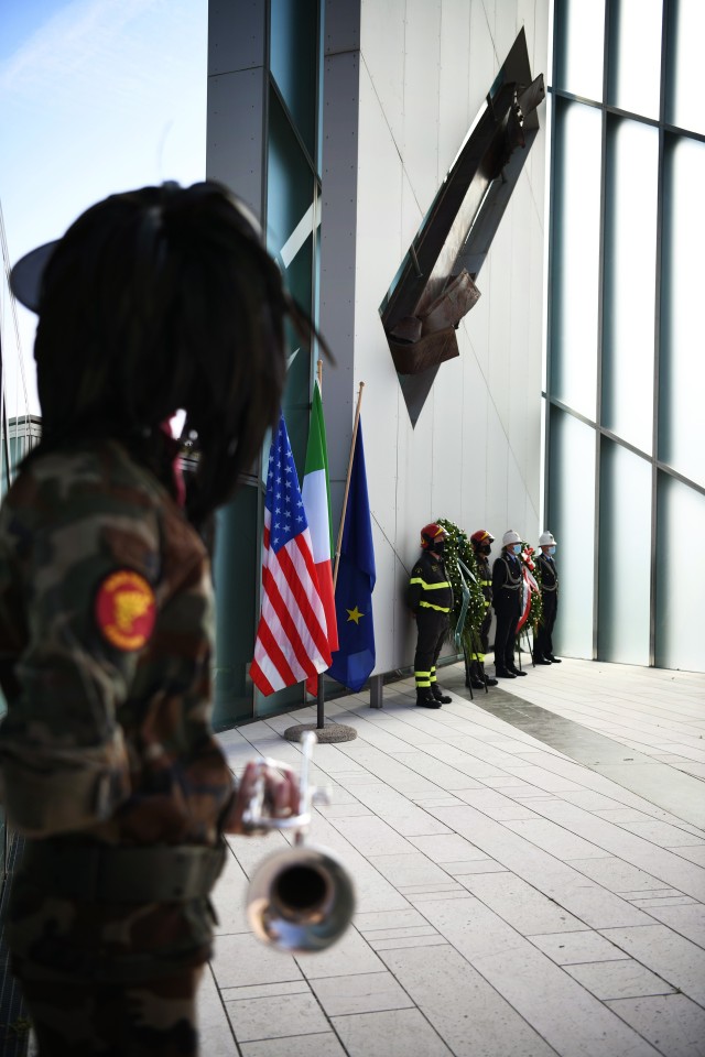 U.S. Army Garrison Italy Commander Col. Dan Vogel attended the September 11th wreath laying ceremony at the Memoria e Luce monument in Padua to remember the innocent victims of 9/11 attacks on Friday, September 11, 2020.