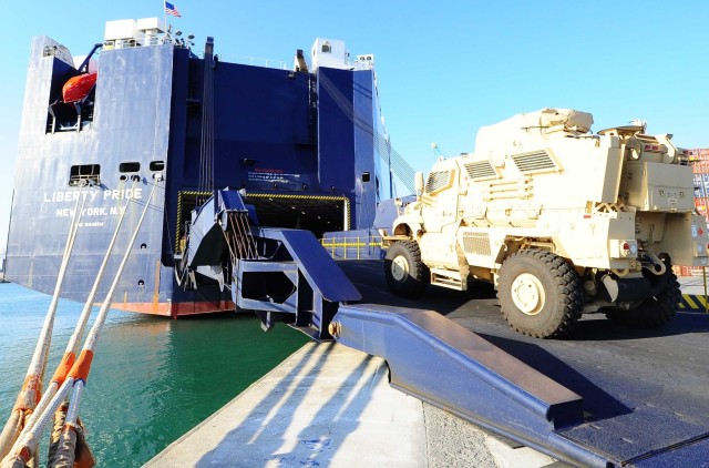 MRAPs move aboard the Liberty Pride