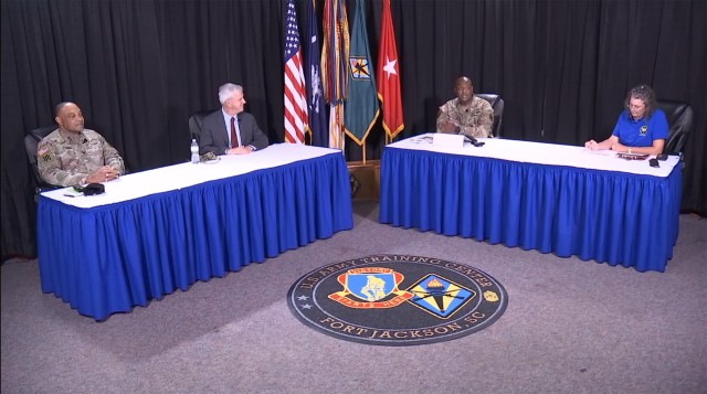 Brig. Gen. Milford H. ‘Beags’ Beagle Jr., Fort Jackson commander, updates the community about the post’s COVID-19 responses during a virtual  town hall Sept. 10, as James E. McPherson, Under Secretary of the Army looks on. Joining Beagle and...