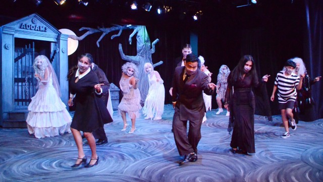 VICENZA, Italy - “The Addams Family” cast members perform during a dress rehearsal Aug. 19, 2020 at Soldiers’ Theatre on Caserma Ederle.

The show was ready during tech week March 1, just before the COVID-19 lockdown. Only after some months the actors could start rehearsing again by following safety measures, including wearing specific masks that were created through a process called sublimation.
Performances took place Aug. 21-30, 2020.