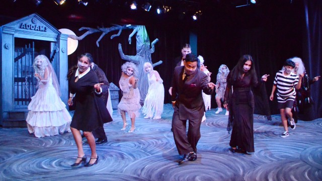 VICENZA, Italy - “The Addams Family” cast members perform during a dress rehearsal Aug. 19, 2020 at Soldiers’ Theatre on Caserma Ederle.

The show was ready during tech week March 1, just before the COVID-19 lockdown. Only after some months the actors could start rehearsing again by following safety measures, including wearing specific masks that were created through a process called sublimation.
Performances took place Aug. 21-30, 2020.