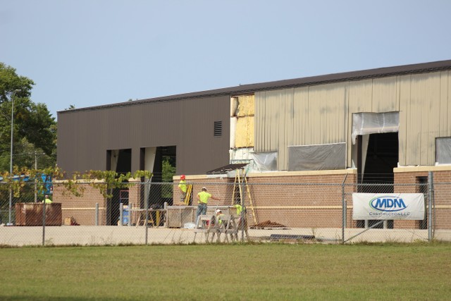 Renovation work on building 2880 on the cantonment area at Fort McCoy, Wis., is shown Sept. 17, 2020. This former facility used by a Navy Reserve Seabees unit is undergoing the renovation to create new spaces for several garrison offices from the...