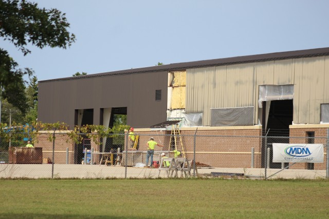 Renovation work on building 2880 on the cantonment area at Fort McCoy, Wis., is shown Sept. 17, 2020. This former facility used by a Navy Reserve Seabees unit is undergoing the renovation to create new spaces for several garrison offices from the...