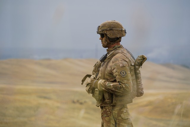 U.S. Soldier, assigned to the 4th Squadron, 2d Cavalry Regiment, approaches trench during a live-fire training exercise at the Vaziani Training Area in Georgia from September 7th to September 18th. Designed to enhance regional partnerships and increase U.S. force readiness and interoperability, the exercise allows participants to conduct sniper and demo ranges, situational training exercises, live-fire exercises and combined mechanized maneuvers. The 4th Squadron, 2d Cavalry Regiment led the multinational training exercise for the regiment and served with approximately 2,800 service members from Georgia, France, Poland and the United Kingdom. (U.S. Army photo by Sgt. LaShic Patterson)