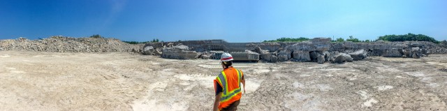 A U.S. Army Corps of Engineers Buffalo District representative conducts a quarry inspection, Lorain, OH, July 7, 2020.