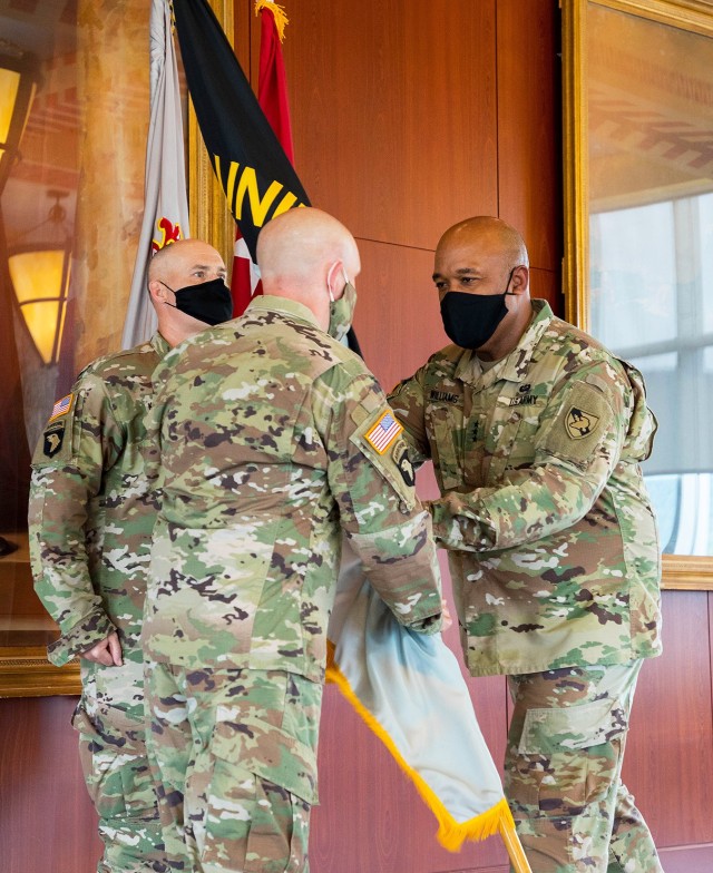CSM Michael J. Coffey assumes responsibility as the 21st Command Sergeant Major of the United States Military Academy, West Point, New York on Aug. 17, 2020.