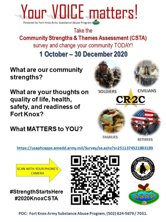 ASAP asks Fort Knox to complete Community Strengths & Themes Assessment Survey