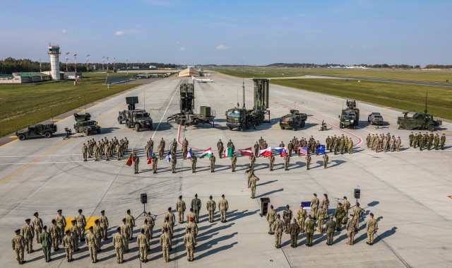 Soldiers from ten nations prepare static displays for closing ceremony of Tobruq Legacy 2020 at Siauliai Air Base, Lithuania. Tobruq Legacy 20 is a multinational exercise led by Lithuania. Approximately 750 military personnel from 10 ally nations...