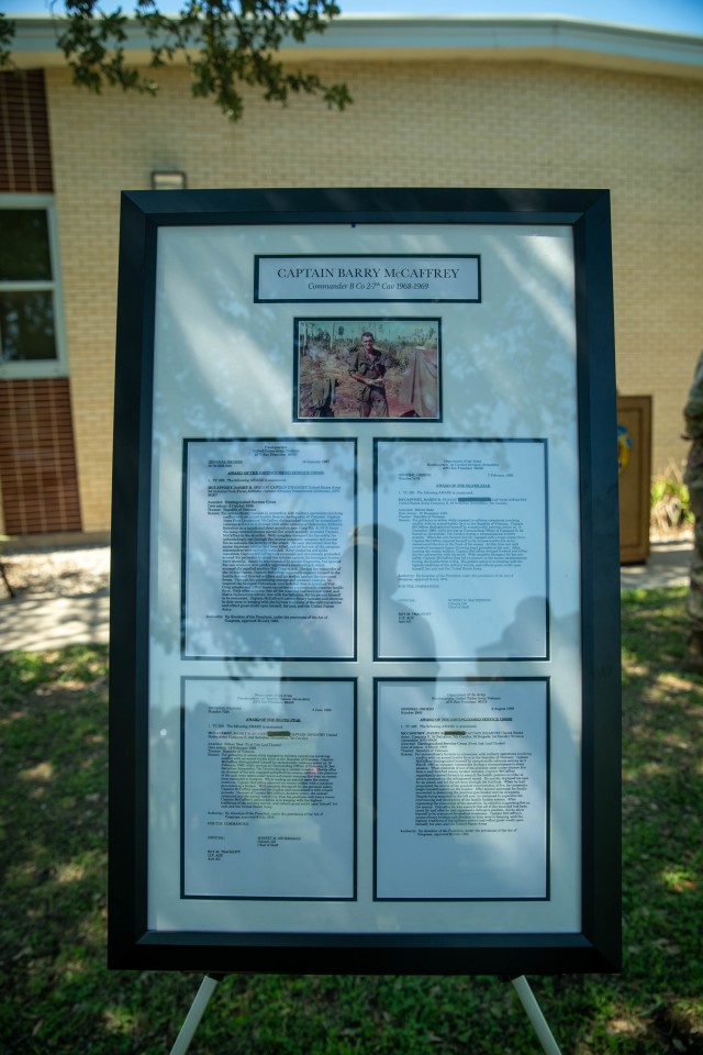 Families, Veterans, and Troopers gather to recognize three 1st Cavalry Division Veterans who served in 2nd Battalion, 7th Cavalry Regiment, 3rd Armored Brigade Combat Team, during the Vietnam War, 25 September, 2020. Gen. (R) Barry McCaffrey, 1st...