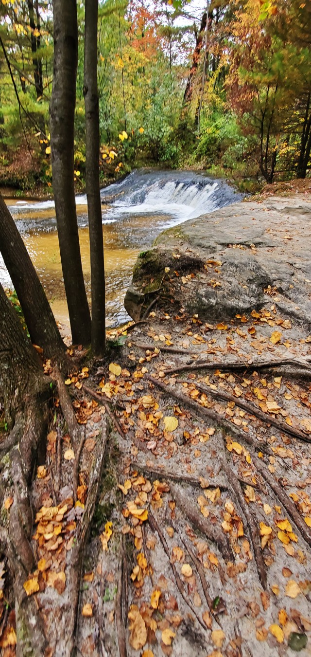 A scene of Trout Falls on the La Crosse River in the Pine View Recreation Area is shown with fall colors Sept. 27, 2020, at Fort McCoy, Wis. The recreation area includes acres of publicly accessible land with hiking trails, Pine View Campground,...