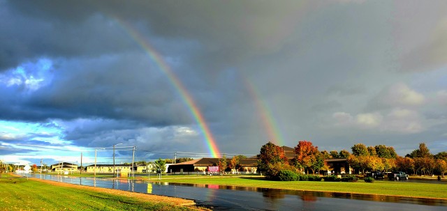 A rainbow is shown around 6 p.m. on Sept. 28, 2020, near Fort McCoy, Wis., after an isolated rain shower. Located in the heart of the upper Midwest, Fort McCoy is the only U.S. Army installation in Wisconsin. The installation has provided support...