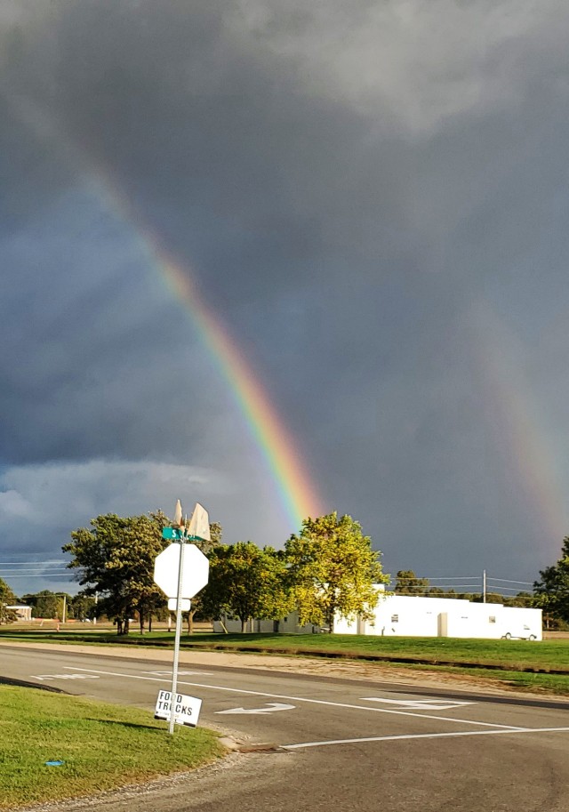 A rainbow is shown around 6 p.m. on Sept. 28, 2020, near Fort McCoy, Wis., after an isolated rain shower. Located in the heart of the upper Midwest, Fort McCoy is the only U.S. Army installation in Wisconsin. The installation has provided support...