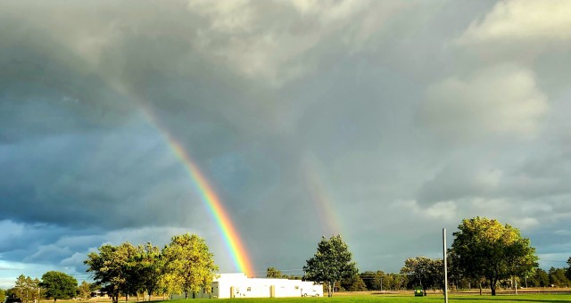 A rainbow is shown around 6 p.m. on Sept. 28, 2020, near Fort McCoy, Wis., after an isolated rain shower. Located in the heart of the upper Midwest, Fort McCoy is the only U.S. Army installation in Wisconsin. The installation has provided support...