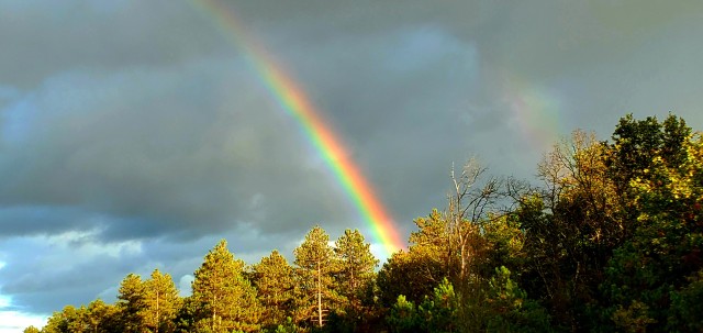 A rainbow is shown around 6 p.m. on Sept. 28, 2020, near Fort McCoy, Wis., after an isolated rain shower. Located in the heart of the upper Midwest, Fort McCoy is the only U.S. Army installation in Wisconsin. The installation has provided support...