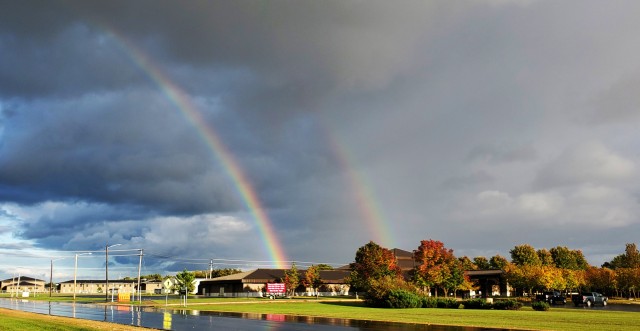A rainbow is shown around 6 p.m. on Sept. 28, 2020, near Fort McCoy, Wis., after an isolated rain shower. Located in the heart of the upper Midwest, Fort McCoy is the only U.S. Army installation in Wisconsin. The installation has provided support...