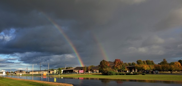 A rainbow is shown around 6 p.m. on Sept. 28, 2020, near Fort McCoy, Wis., after an isolated rain shower. Located in the heart of the upper Midwest, Fort McCoy is the only U.S. Army installation in Wisconsin. The installation has provided support...