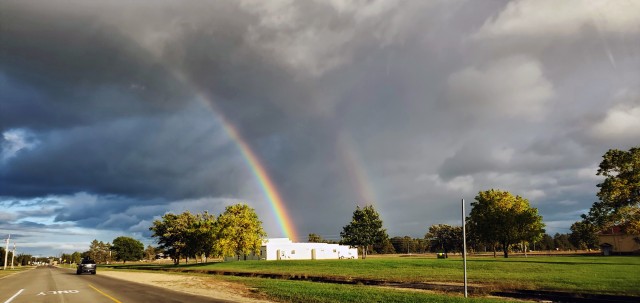 A rainbow is shown around 6 p.m. on Sept. 28, 2020, near Fort McCoy, Wis., after an isolated rain shower. Located in the heart of the upper Midwest, Fort McCoy is the only U.S. Army installation in Wisconsin. The installation has provided support...