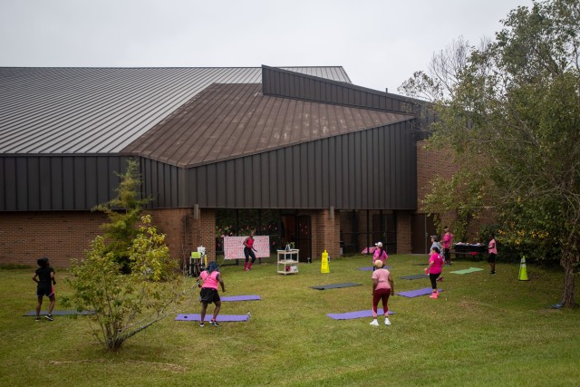 Do it in Pink Aerobathon participants exercise outside of the Solomon Center Sept. 26.