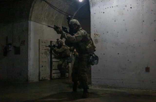 Soldiers conduct subterranean training at Fort Hood, Texas, Oct. 9-19, 2018. The subterranean environment presents challenges in regards to air quality, thermal and mechanical breaching, and avoiding chemical, biological, radiological, and nuclear threats. Asymmetric Warfare Group applied these capabilities utilizing operational advisors to analyze future army requirements. 