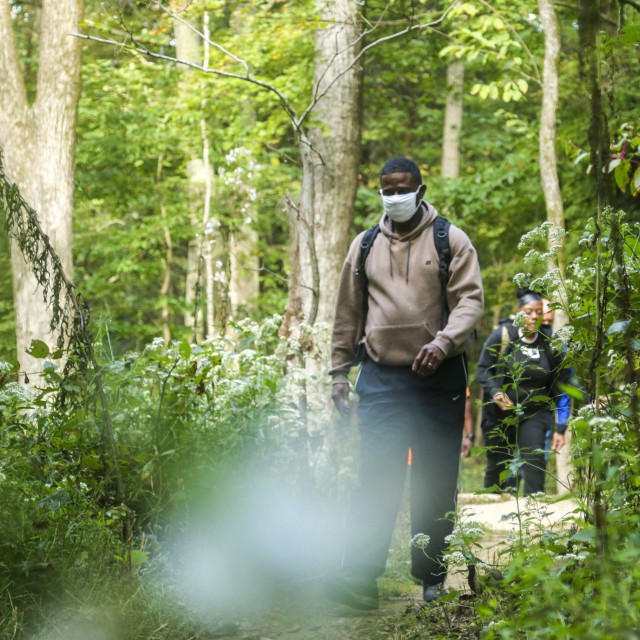 4th Cavalry Multi-Functional Training Brigade, 4-410th Brigade Support Battalion Soldiers walk the trails of Saunders Springs Nature Preserve for their unit’s first ever Foundational Day event on September 25 in Radcliff, Ky. Foundational Day is...