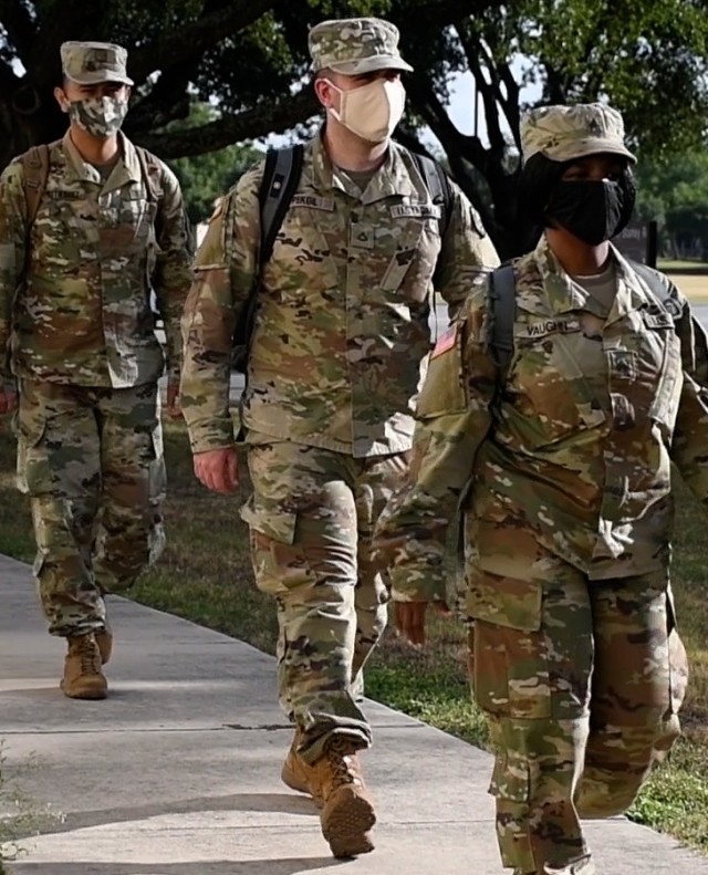 Army Reserve Pfc. Okan Pekgil arrives at Joint Base San Antonio, Texas, July 28, 2020. Okan, a combat medic from San Francisco, mobilized with Urban Augmentation Medical Task Force -7452 to support DHR Health in Edinburg, Texas, as part of the...