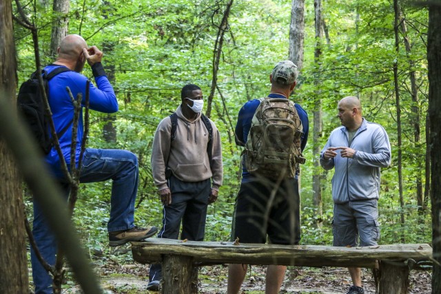 4th Cavalry Multi-Functional Training Brigade, 4-410th Brigade Support Battalion Soldiers walk the trails of Saunders Springs Nature Preserve for their unit’s first ever Foundational Day event on September 25 in Radcliff, Ky. Foundational Day is...