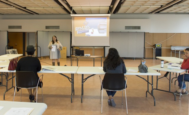 WIESBADEN, Germany – Martiza Marin, systems navigator for the Exceptional Family Member Program and workshop leader, begins the “Make and Take IEP Binder Workshop” Sept. 30 at U.S. Army Garrison Wiesbaden by explaining the difference between...