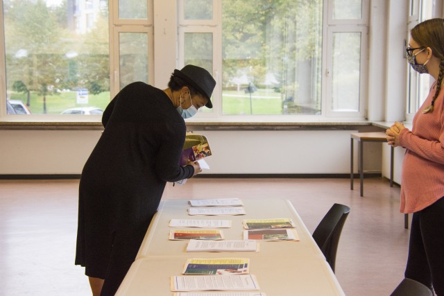WIESBADEN, Germany – Julie Davis, mother to a high school student with an Individualized Education Plan, gathers resources for the “Make and Take IEP Binder Workshop” offered by Army Community Service’s Exceptional Family Member Program...