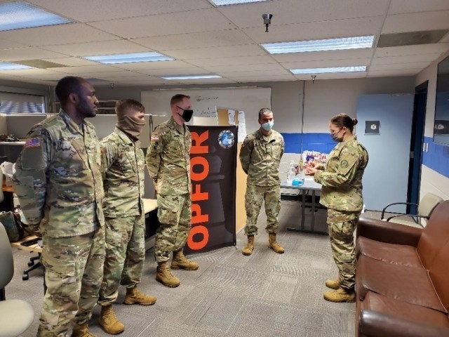 Col. Kristine Henry, commander of Task Force 291, addresses soldiers from the 169 Cyber Protection Team at the conclusion of their participation in Cyber Shield 2020 at the Pvt. Henry Costin Readiness Center in Laurel, Md., September 24. The...