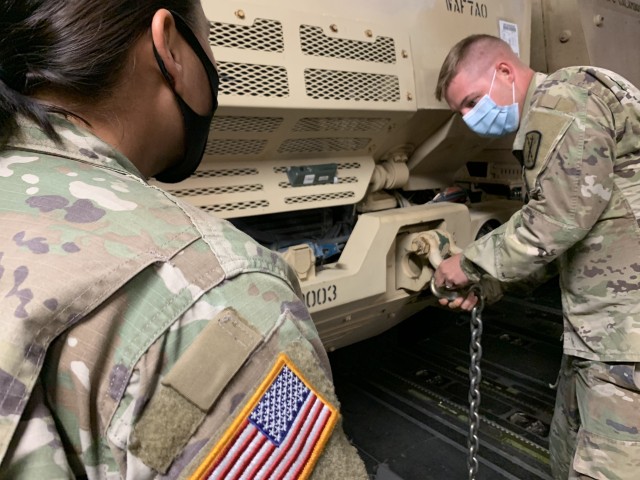 JOINT BASE LEWIS MCCHORD, Wash. – 'Deep Steel' Soldiers with the 1st Battalion, 94th Field Artillery Regiment, 17th Field Artillery Brigade, finalize preparations for deployment to Japan in support of operation #KeenSword21, a joint bilateral...