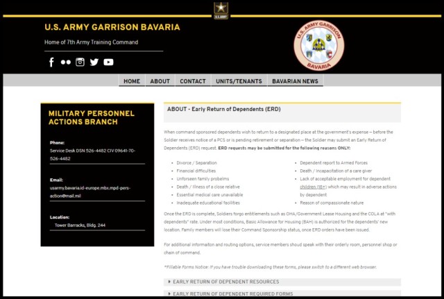 USAG Bavaria ERD webpage