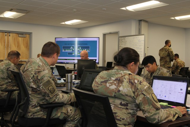 BUTLERVILLE, Ind. – Soldiers from the 915th Cyber Warfare Battalion’s Infrastructure Support Element (ISE) are supporting a Field Training Exercise at Muscatatuck Urban Training Center in order to assess and refine cyber gunnery tables for future validation exercises, October 1 through 12.