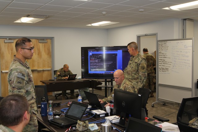 BUTLERVILLE, Ind. – Soldiers from the 915th Cyber Warfare Battalion’s Infrastructure Support Element (ISE) are supporting a Field Training Exercise at Muscatatuck Urban Training Center in order to assess and refine cyber gunnery tables for future validation exercises, October 1 through 12.