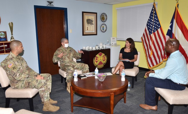 Michele Pearce, Principal Deputy General Counsel of the Department of the Army visited Fort Buchanan September 29, 2020 to serve as guest speaker for the National Hispanic Heritage Month observance held at the installation’s Community Club and Conference Center. Ms. Pearce met with Fort Buchanan Garrison leadership at the command Flag Room.