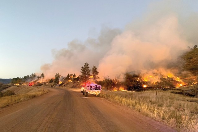 FORT CARSON, Colo. — Fort Carson Fire Department and other agencies battle the Wild Horse Fire, which jumped on post and burned over 600 acres of training area Oct. 12, 2020. (Courtesy photo)